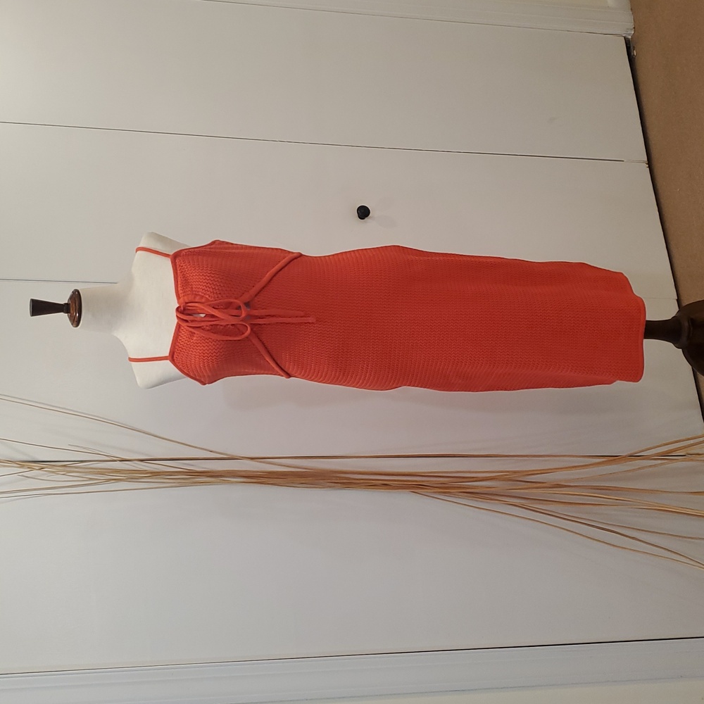 House of Harlow 1960 Orange Crochet Knit Midi Dress NWOT - Picture 3 of 8